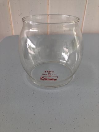 Vintage Curved Pyrex Logo Globe For Coleman 200a,  200,  242 And Other Lanterns 2
