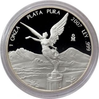 Mexico 2007 Silver Proof Libertad Coin 1 Oz Onza Plata Pura Encapsulated