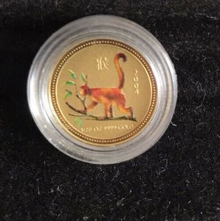 2004 Australia Lunar Year Of The Monkey 1/20 Ounce Gold Coin Colorized (sku2, )