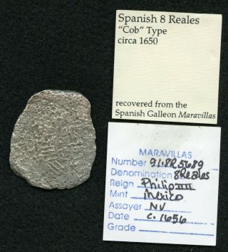Spanish 8 Reales Cob Type Recovered From Spanish Galleon Maravillas