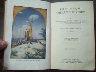 Antique 1918 Essentials Of American History Revised By Lawler Ginn & Co Hc Ill
