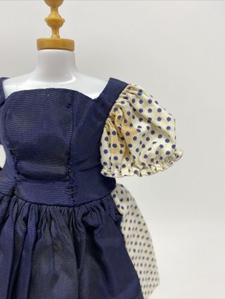 Vintage 50s Madame Alexander Cissette Taffeta Blue Dress Polka Dots Tagged 2