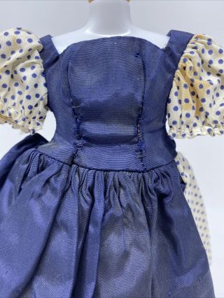 Vintage 50s Madame Alexander Cissette Taffeta Blue Dress Polka Dots Tagged 3