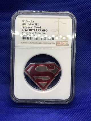 2021 Niue $2 Dc Comics - Superman S Shield - Ngc Pf69 Uc -.  999 Silver Coin