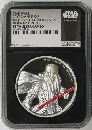 2017 Star Wars Darth Vader Hr Niue Silver $5 Pf 70 Uc Ngc Retro First Releases
