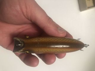 Vintage Wooden South Bend Bass - Oreno Lure Gold Scale W/rainbow Type Stripe