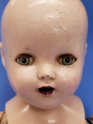 Antique Composition Head Doll Creepy Scary Vintage Halloween Spooky Large 19 "