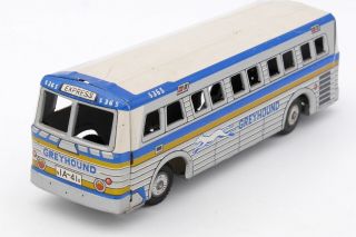 Japan Tin Toy - Autocar Bus Greyhound - Jouet Ancien En Tole LithographiÉe