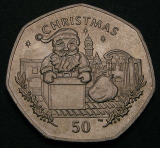 Gibraltar 50 Pence 1998 - Copper/nickel - Christmas - Aunc - 3622
