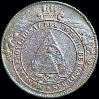 1862 Ta Honduras (provisional) 4 Pesos Km 36 Scarce Type Copper Coin