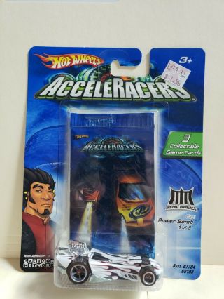 Hot Wheels 3 Collectible Cards & 2005 Acceleracers Metal Maniacs 1/9 Power Bomb