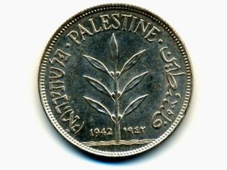 Palestine:km - 7,  100 Mils,  1942 Silver Bu