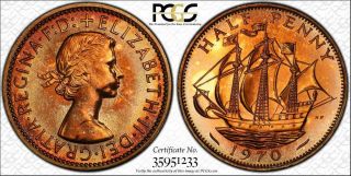 1970 Great Britain Half Penny Pcgs Pr66rd Toned Coin In