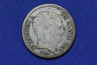 1826 Kingdom Of The Two Sicilies Silver 20 Grana.  Rare - 1019
