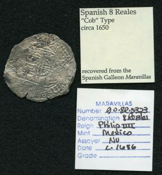 Spanish 8 Reales Cob Type Recovered From The Spanish Galleon Maravillas