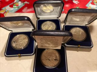 Israel 1993 14th Maccabiah Games Silver Coin Medal W/box Qty 4