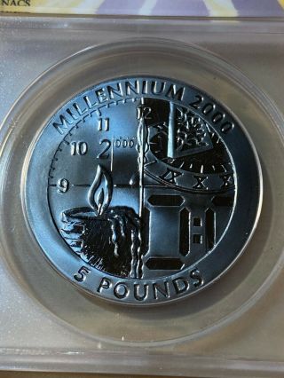 1999 Gibraltar 5 Pounds Titanium Millennium Coin Graded Ms67 By Anacs