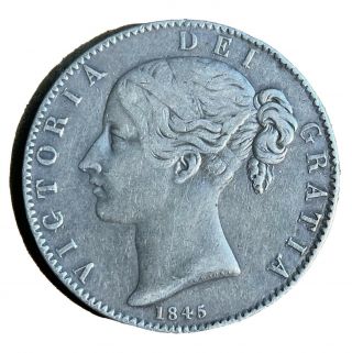 1845 Great Britain Queen Victoria Silver Crown Only 159k Minted Vf