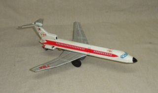 Vintage Twa Boeing 727 Friction Powered Tin Litho Jet Airplane Japan