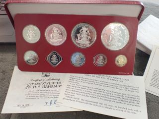 1979 Bahamas 9 Piece Proof Set W/certificate Of Authenticity