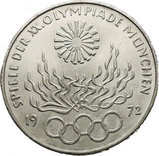 1972 Germany Munich Summer Olympic Games Xx 10 Mark Silver Coin W Eagle I52433