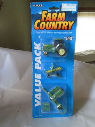 1995 Ertl Farm Country John Deere 7800 Tractor W/mfwd Implement Set 5747