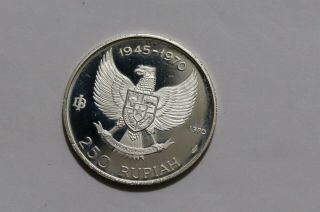 Indonesia 1970 250 Rupiah Silver Proof 25th Anniversary Of Independence Very Rar