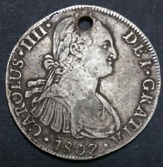 Peru 1807 Jp 8 Reale Milled Bust King Charles Iiii Us First Silver Dollar Coin