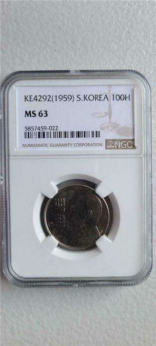 South Korea 100 Hwan 1959 Ngc Ms 63