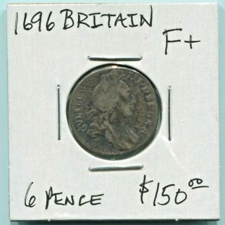 Great Britain - Historical William Iii Silver 6 Pence,  1696,  Km 484.  1