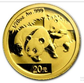 2008 Gold China 20 Yuan Panda 1/20 Oz Coin State