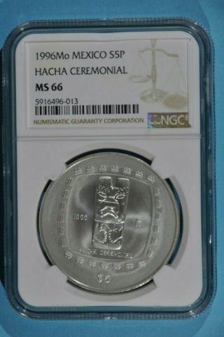 Mexico Pre - Columbian $5 1996 Hacha Ceremonial Ngc Ms66