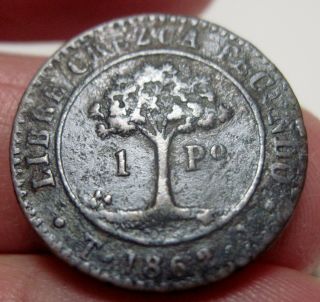 1862 Ta (honduras (1 Peso) Tegucigalpa - - Provisional Coinage - - Rare -