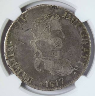 1817 ZS AG Mexico Zacatecas Ferdinand VII Silver 8 Reales NGC F12 KM 111.  5 3