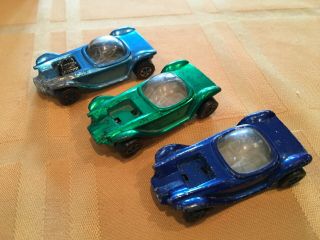 Set Of 3 1968 Hot Wheels Redlines Beatnik Bandit Light Blue,  Green & Dk Blue