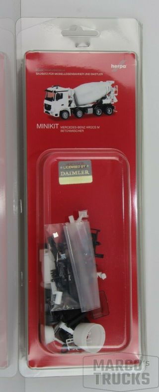 Herpa Minikit Mb Arocs M Concrete Mixer 4 - Achs White 013147 /hn434