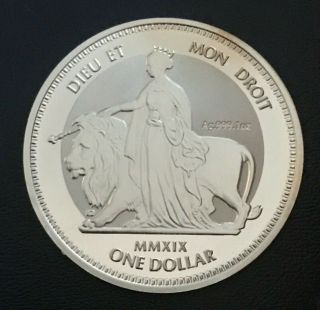 2019 British Virgin Islands Una And The Lion 1 Oz Frosted Silver Coin