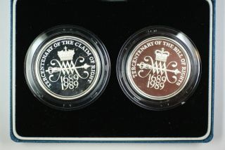 1989 United Kingdom 2 Pounds Commemorative 2 Coin Set - Proof Silver - Box &