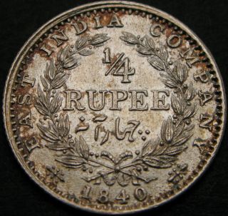 India (british) 1/4 Rupee 1840 - Silver - Xf,  - 1768 ¤