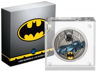2021 Niue Dc Comics Batman 1989 Batmobile 1 Oz Silver Colorized Antiq $2 Bu Ogp