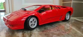Collectible 1:18 Scale Red 1990 Lamborghini Diablo Diecast Car By Maisto