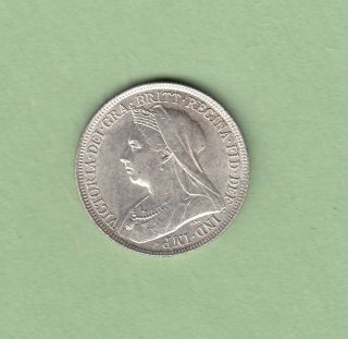 1896 Great Britain One Shilling Silver Coin - Queen Victoria - Au