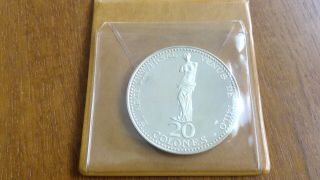 1970 20 Colones 1.  4 Oz Costa Rica Silver Proof Coin In Pkg.  W/coa