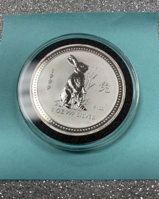 1999 Austalia $1 Dollar Year Of The Rabbit Lunar Series 1 Oz.  999 Fine Silver