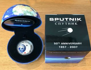 Fiji 2$ Silver Proof 2007 Sputnik - Launch Of The First Sattelite W/ Box &