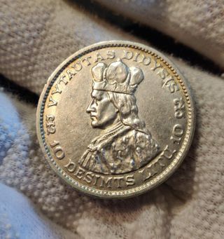 Lithuania 10 Litu 1936 Vytautas Didysis Silver Coin