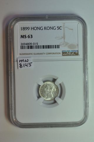 Mw8145 Hong Kong; 5 Cents 1899 Victoria Ngc Ms63