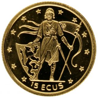 Gibraltar - Gold 15 Ecu Coin - 1.  24 G - 