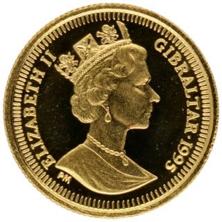 Gibraltar - Gold 15 ECU Coin - 1.  24 g - ' Elizabeth II/Knight ' - 1995 - Proof 2