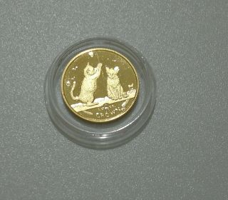 2001 Isle Of Man Somali Cat Gold 1/25 Troy Oz 999